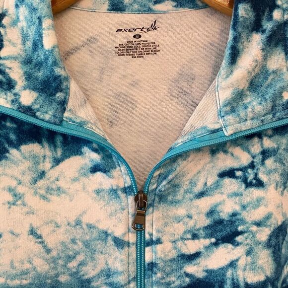Exertek M Blue Tie-Dye Watercolor Long Sleeve Weekend Casual Athleisure Jacket - Picture 3 of 5